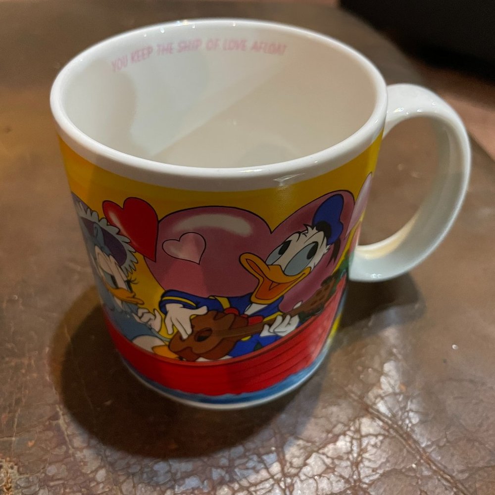 Vintage Walt Disney Coffee / Tea Mug "You Keep The Ship of Love Afloat"